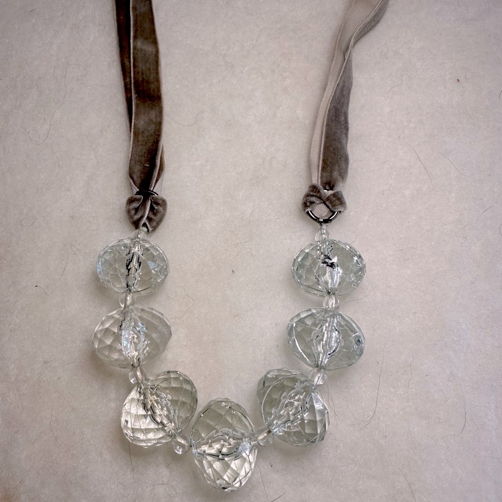 Velvet Ribbon Acrylic Bauble Necklace